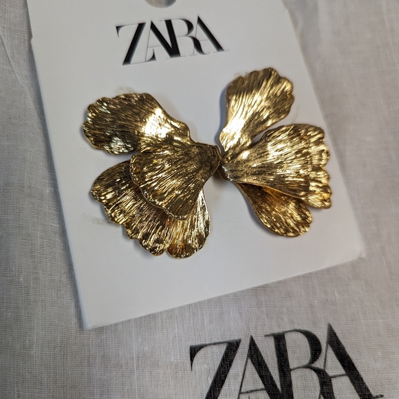 ZARA LEAF EARRINGS GOLDEN NWT - Picture 15 of 16